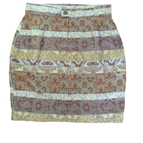 Vintage metallic brocade high waist mini skirt - Picture 2 of 3